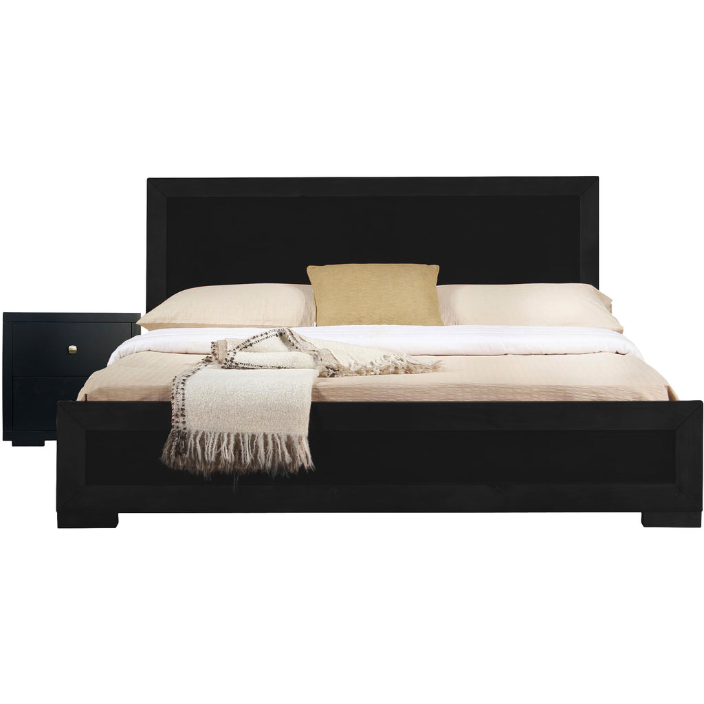 Moma Black Wood Platform Full Bed With Nightstand - 99fab 