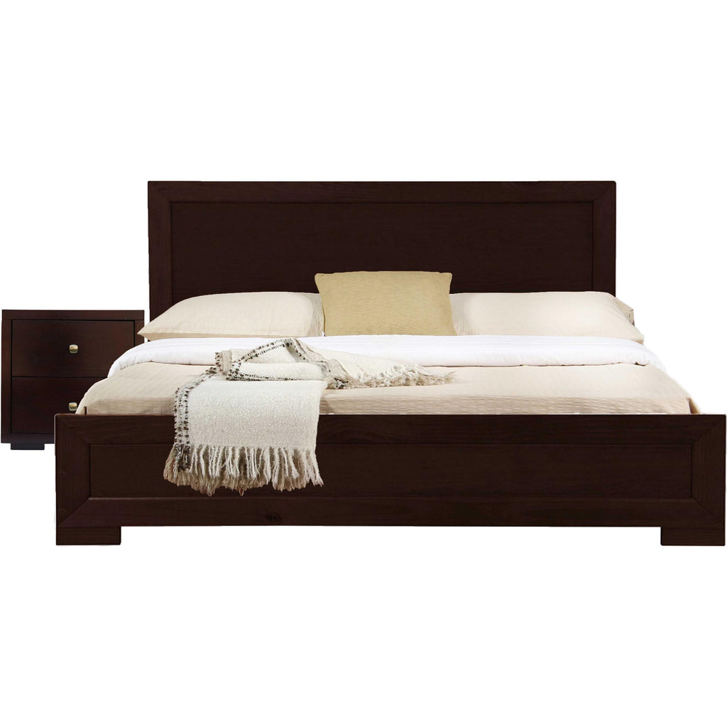 Moma Espresso Wood Platform Full Bed With Nightstand - 99fab 