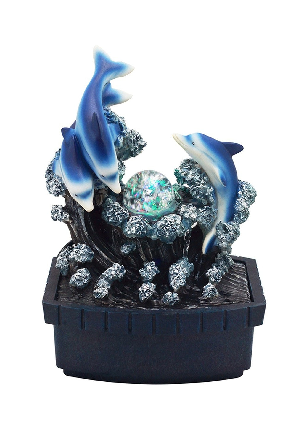 11" Blue Polyresin Dolphins Tabletop Fountain