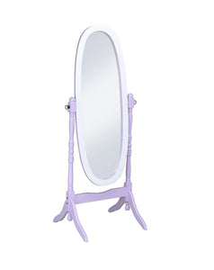 Pretty Pastel Purple and White Cheval Standing Oval Mirror