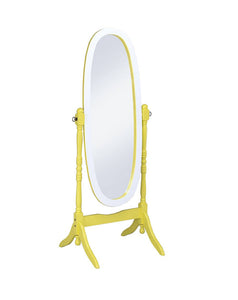 59" Painted Oval Cheval Standing Mirror Freestanding With Solid Wood Frame