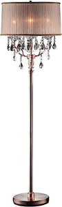 62" Steel Three Light Candelabra Floor Lamp With Silvery Pink Drum Shade