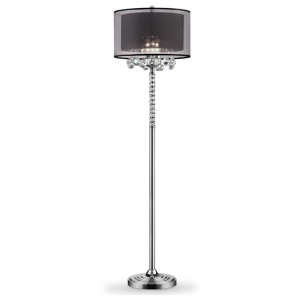 Contempo Silver Floor Lamp with Black Shade and Crystal Accents - 99fab 