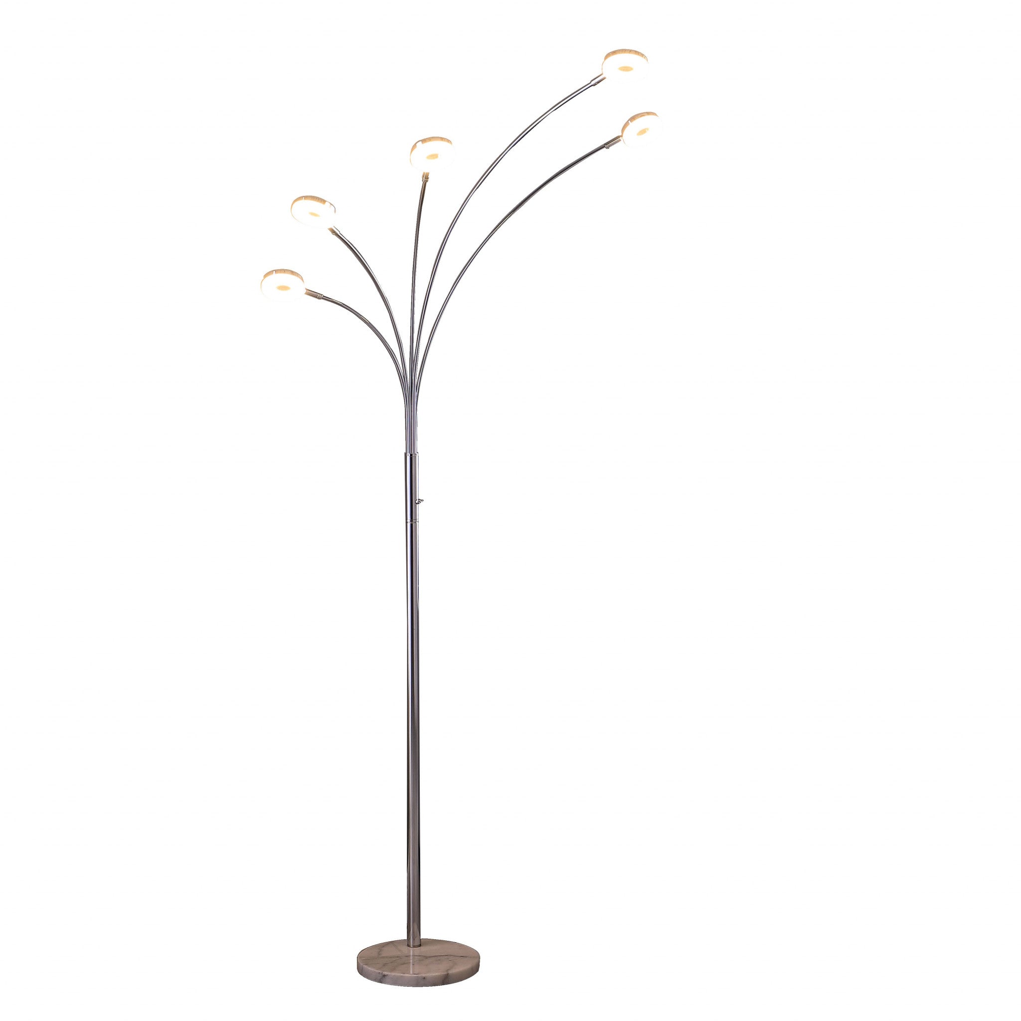 80" Silver 5 Light Contempo Arc LED Floor Lamp