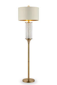 62" Gold Column Floor Lamp With Off-White Drum Shade