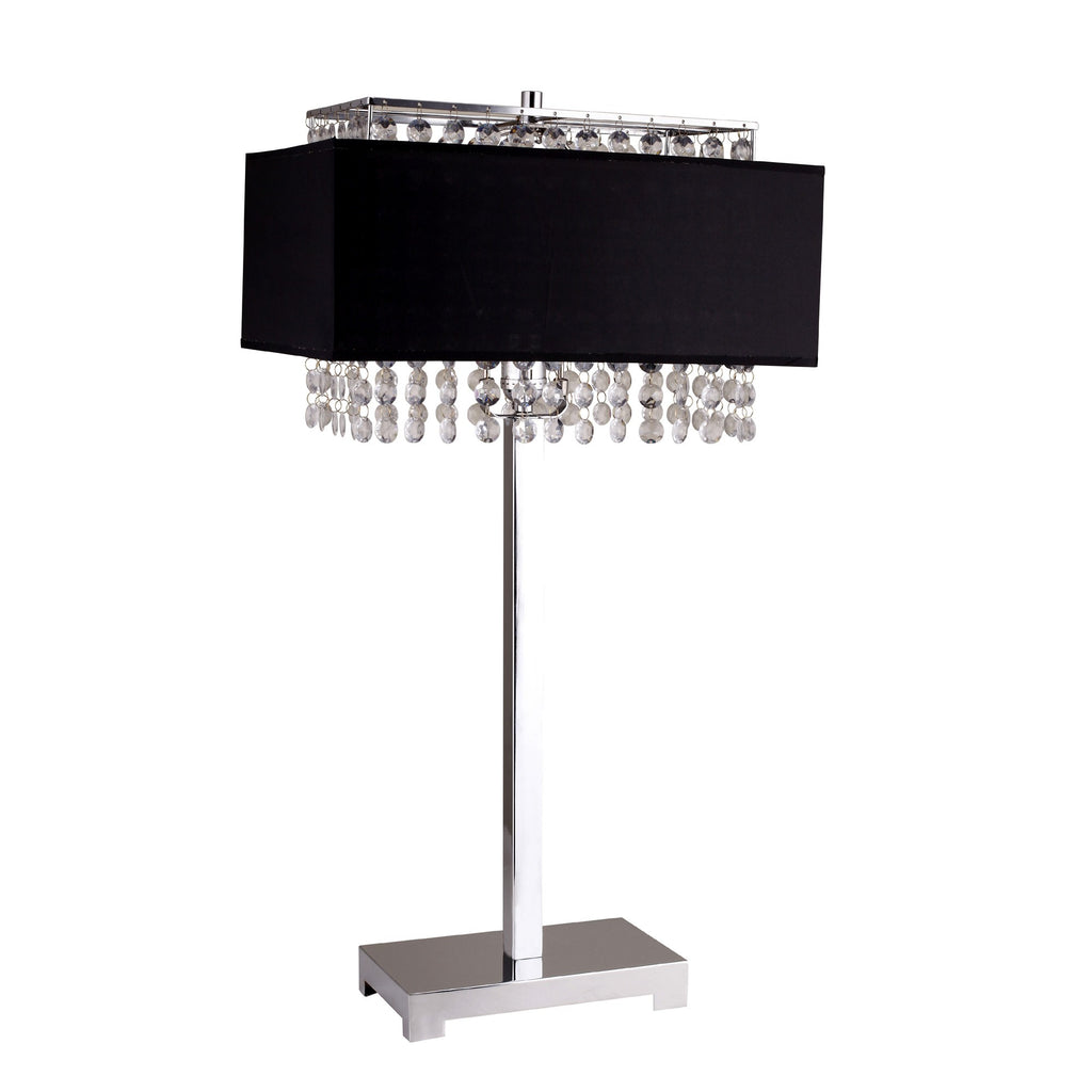 Bling Glam Black and Faux Crystal Rectangular Table Lamp - 99fab 