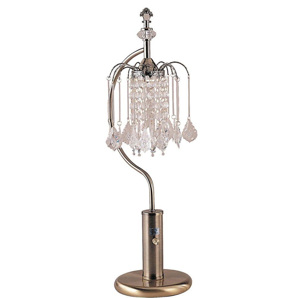 27" Antiqued Gold Metal Chandelier Table Lamp