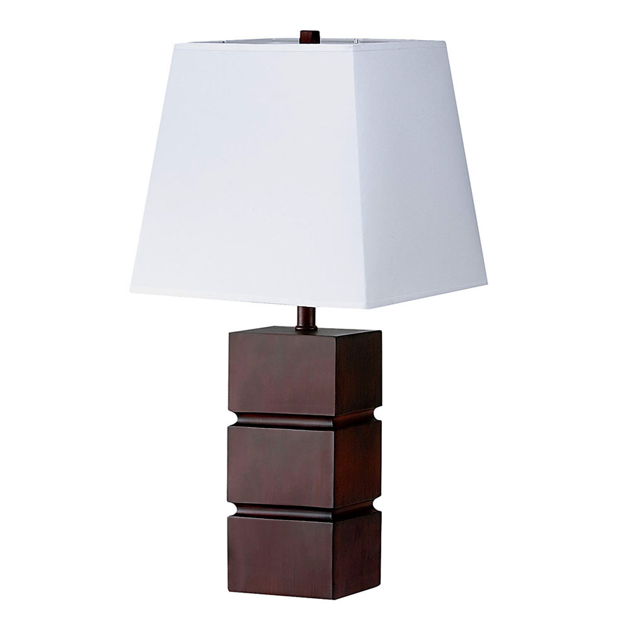 27" Brown Bedside Table Lamp With White Shade