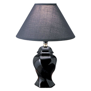 13" Black Ceramic Bedside Table Lamp With Black Shade