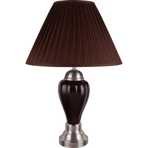 27" Brown Ceramic Bedside Table Lamp With Brown Shade