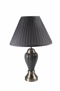 27" Gray Metal Bedside Table Lamp With Gray Shade