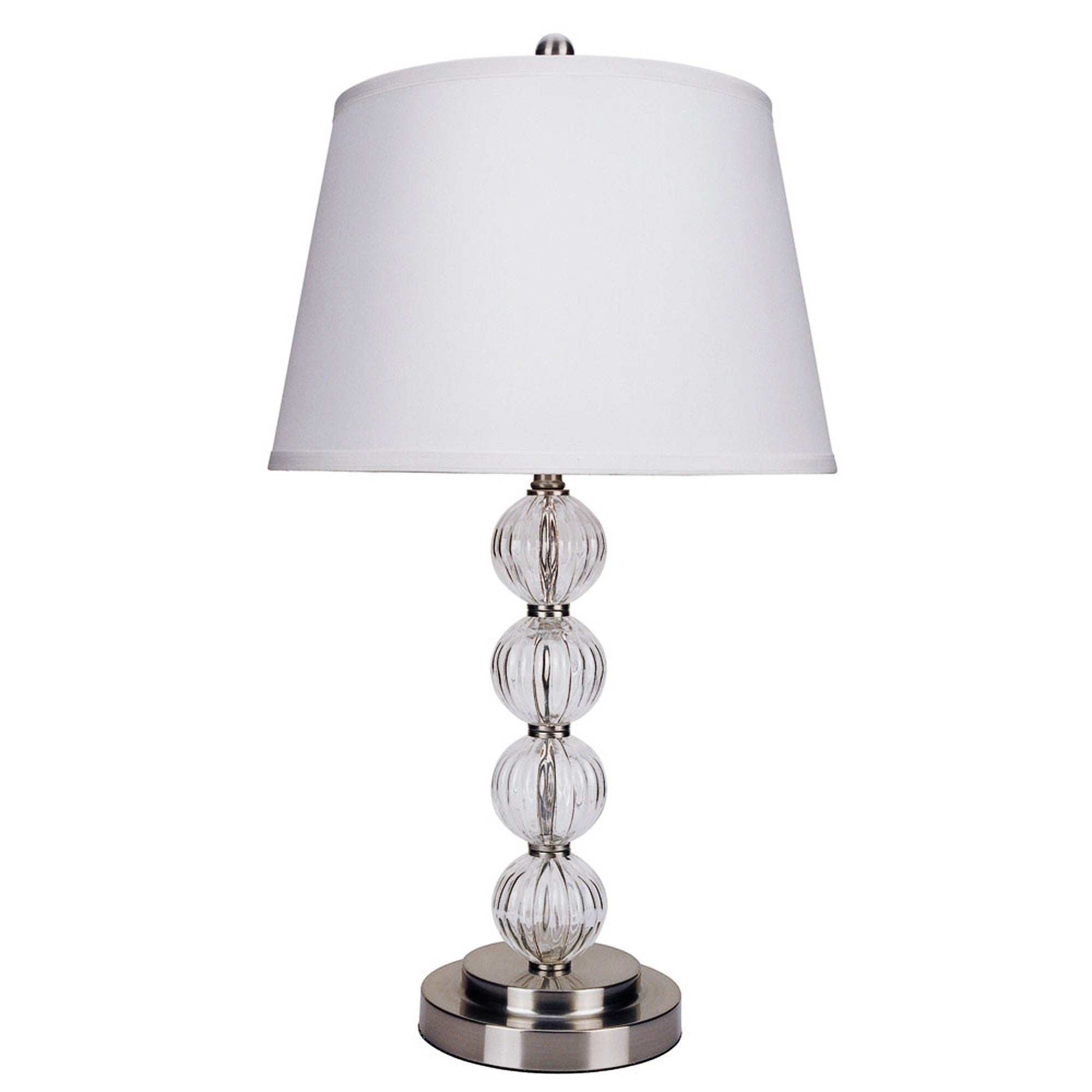 29" Silver Metal Table Lamp With White Classic Empire Shade