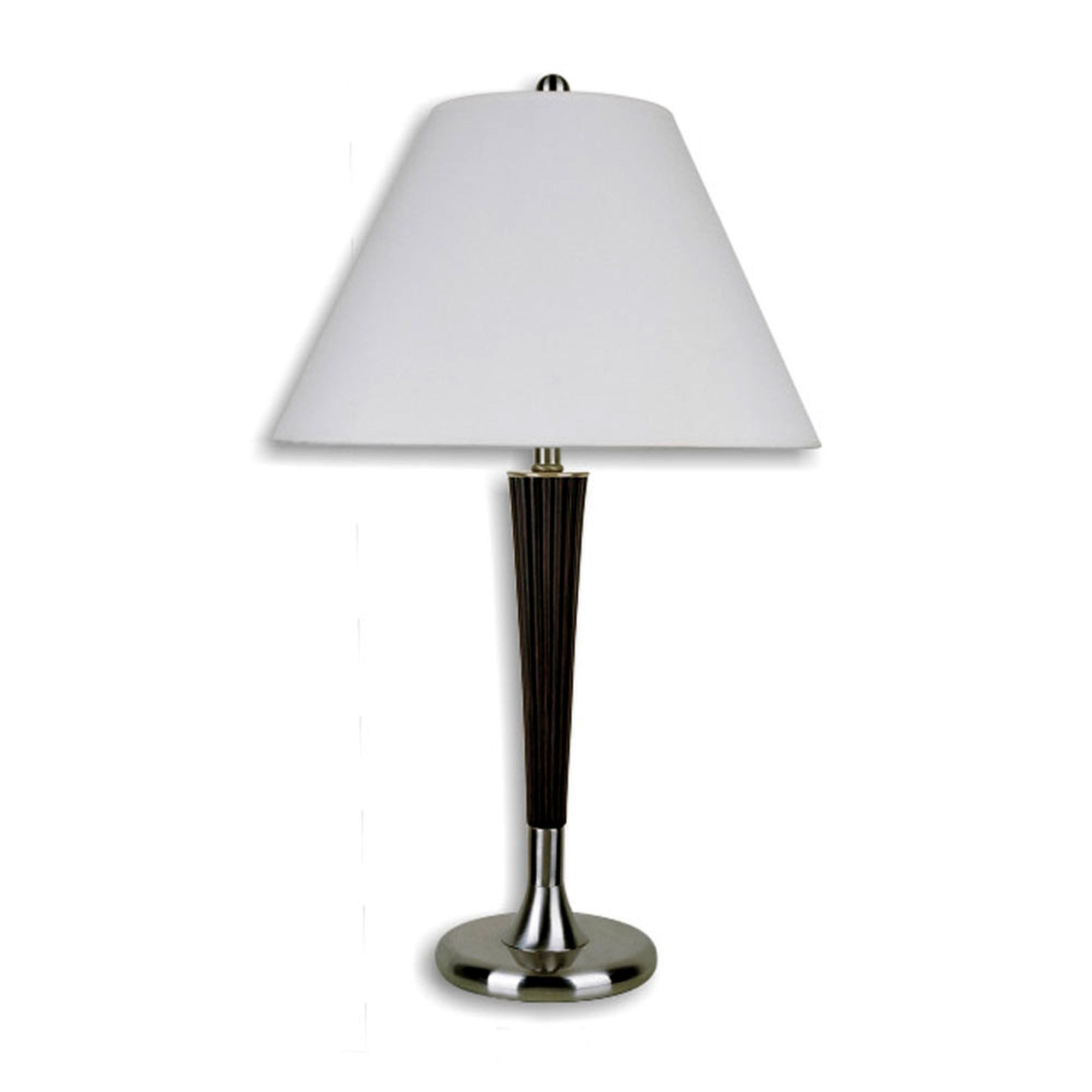 29" Brown Walnut Candlestick Table Lamp With White Classic Empire Shade