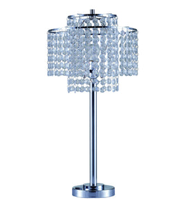 26" Silver Glam Two Tier Chandelier USB Table Lamp