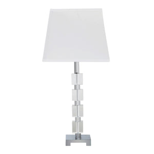 25" Crystal Geo Cubed Table Lamp With White Sharp Corner Square Tapered Shade