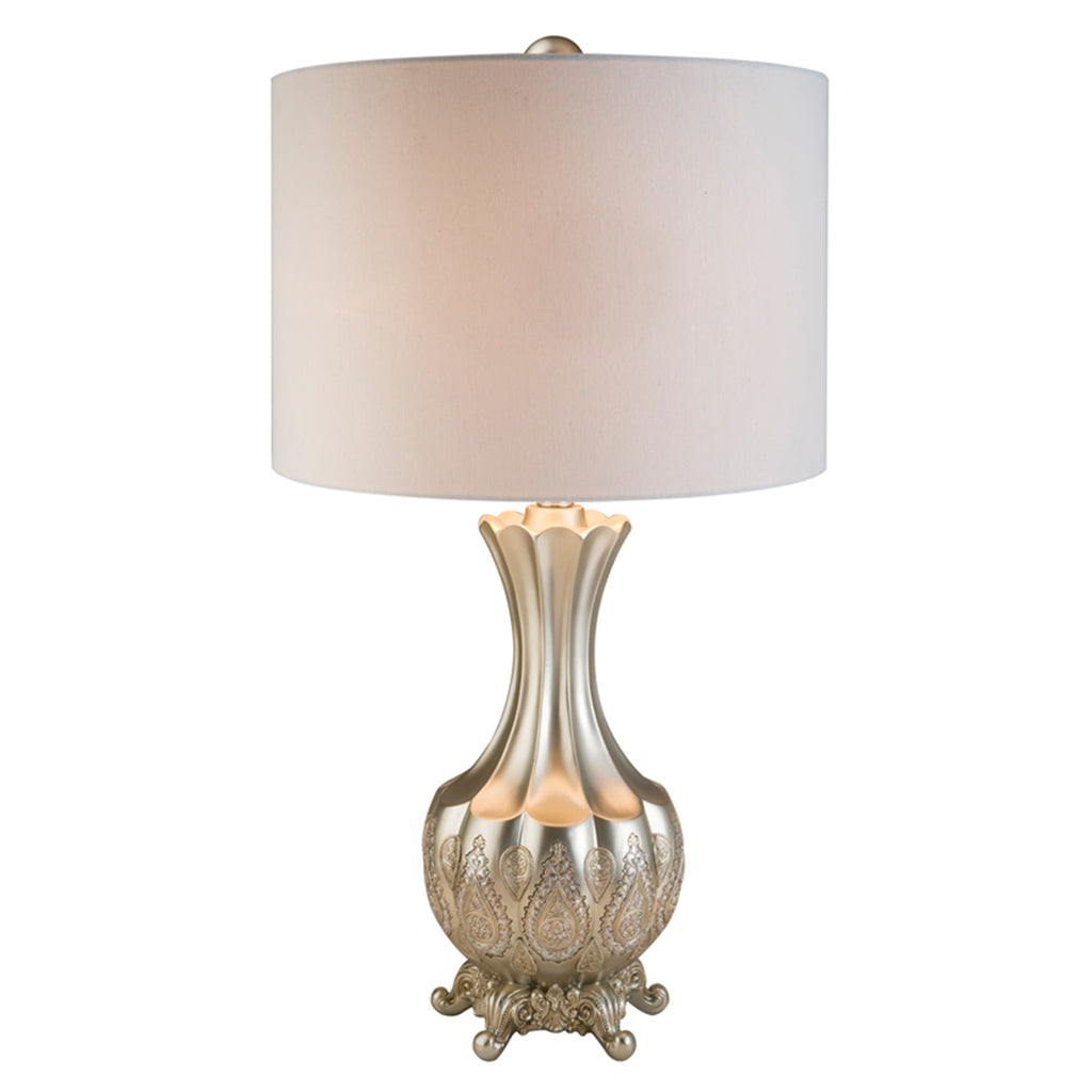 Elegant Silver Table Lamp With White Linen Lamp Shade - 99fab 