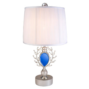 Dazzling Faux Turquoise Pendent Silver Table Lamp