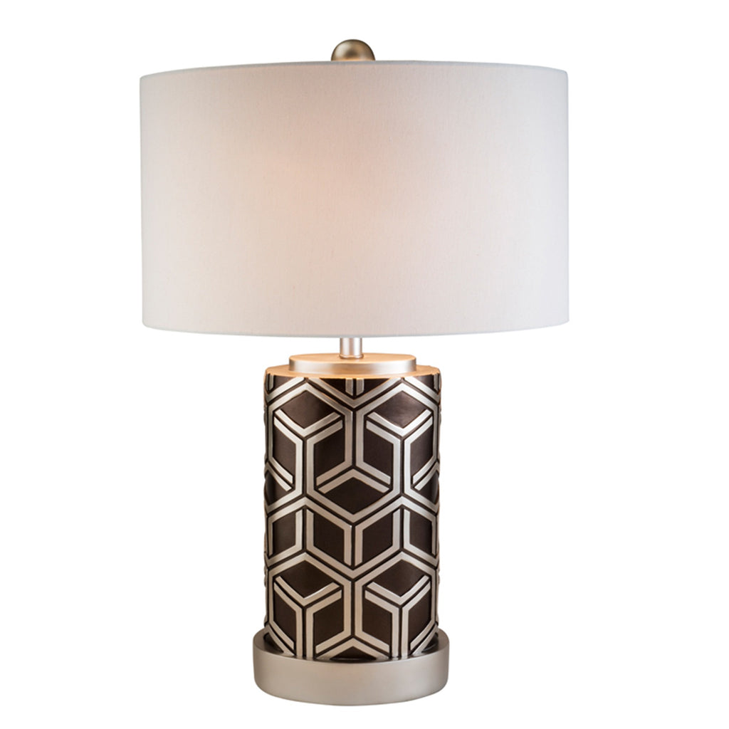 Deep Brown and Silver Geo Weave Table Lamp - 99fab 