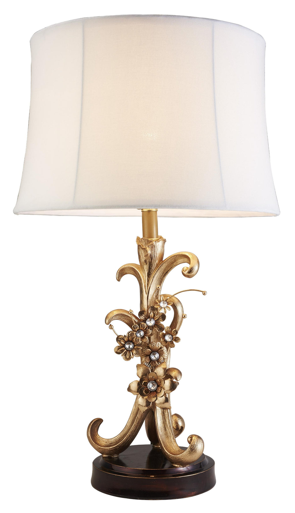 Golden Scroll and Faux Crystal Bling Table Lamp - 99fab 