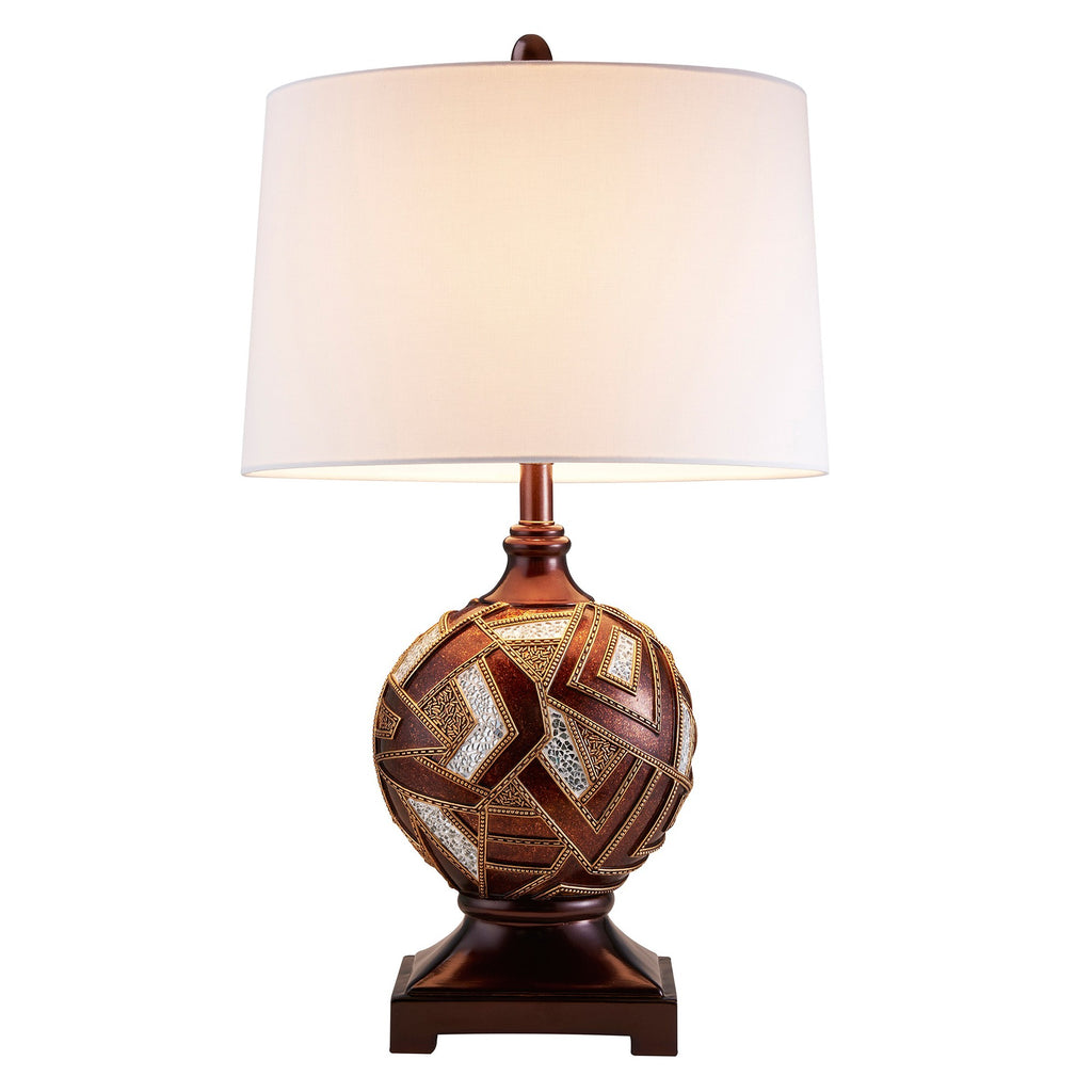 Brown Metallic Mosaic Design Table Lamp - 99fab 