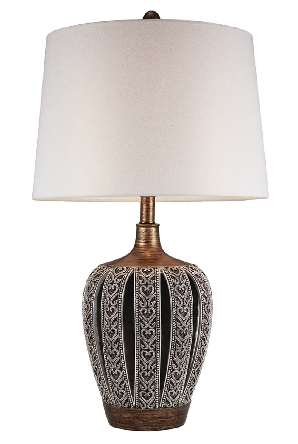 Primo Tall Brown Table Lamp with White Lamp Shade - 99fab 