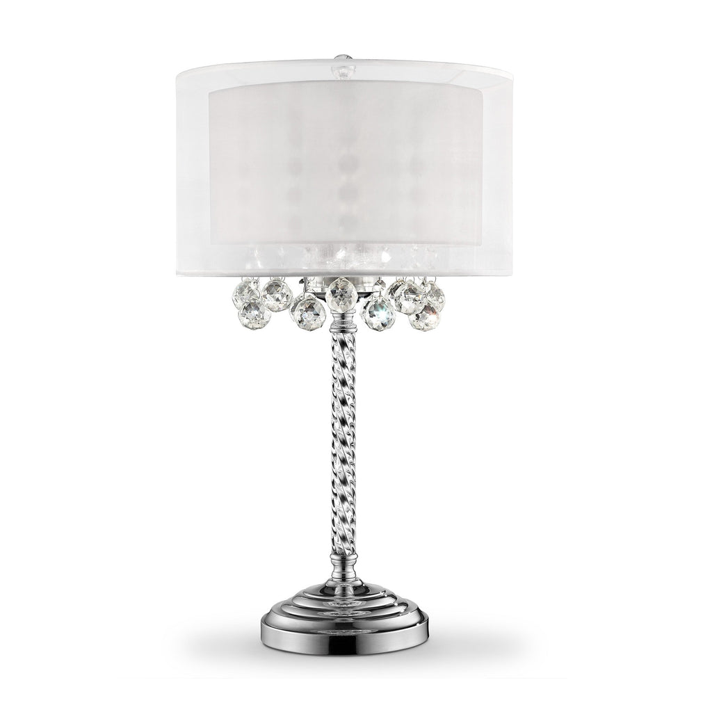 Chic Silver Tall Table Lamp with Crystal Accents and Silver Shade - 99fab 