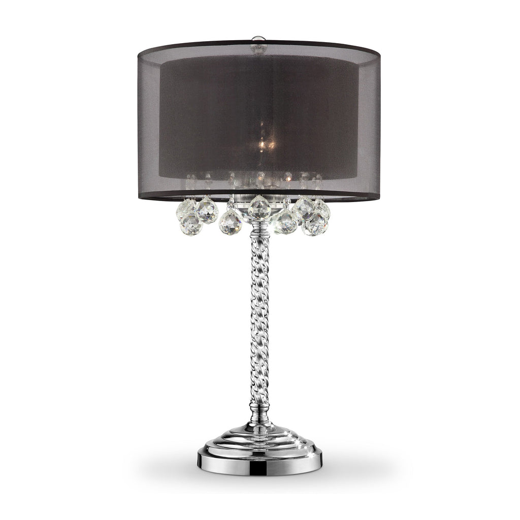 Contempo Silver Table Lamp with Black Shade and Crystal Accents - 99fab 