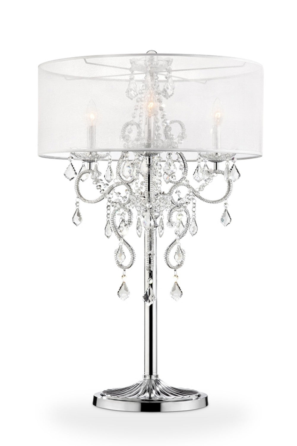 Glam Silver Faux Crystal Accent Table Lamp with See Thru Shade - 99fab 