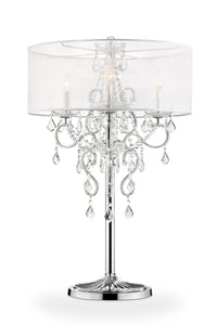 Glam Silver Faux Crystal Accent Table Lamp with See Thru Shade