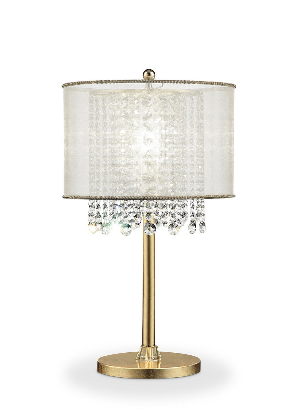 Primo Gold Finish Table Lamp with Crystal Accents and White Shade - 99fab 