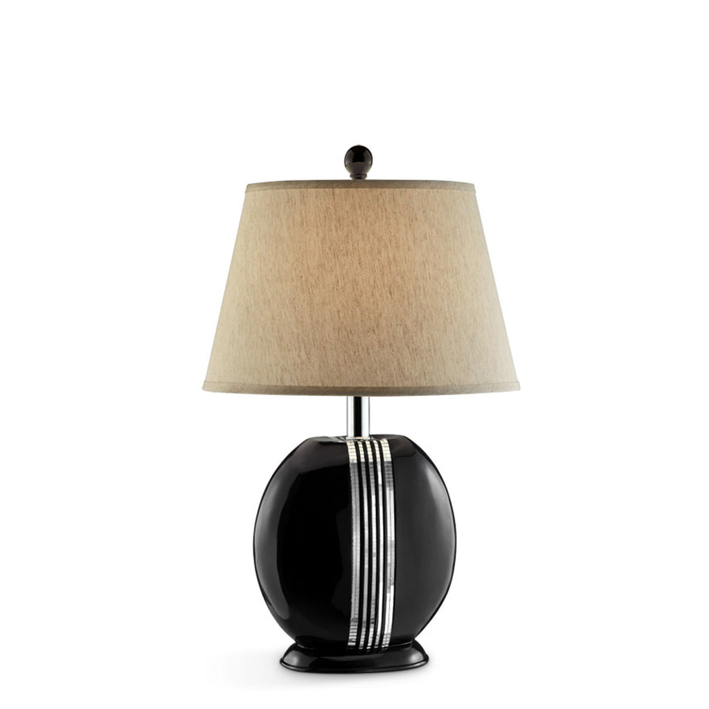 Black Polyresin Lamp with Beige Fabric Shade - 99fab 