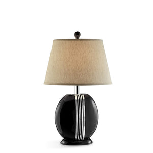 Black Polyresin Lamp with Beige Fabric Shade