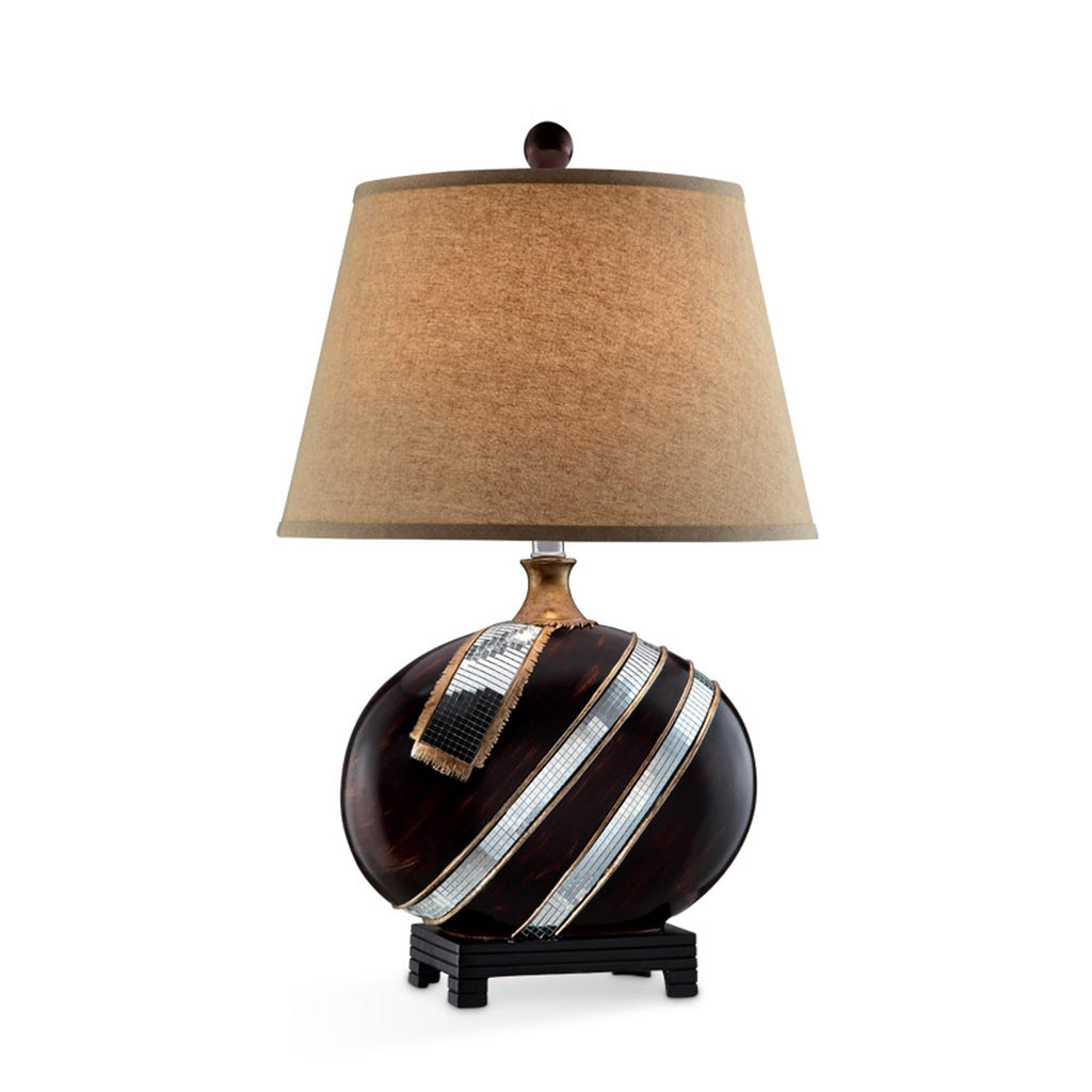 Dark Brown Polyresin Lamp with Beige Fabric Shade - 99fab 