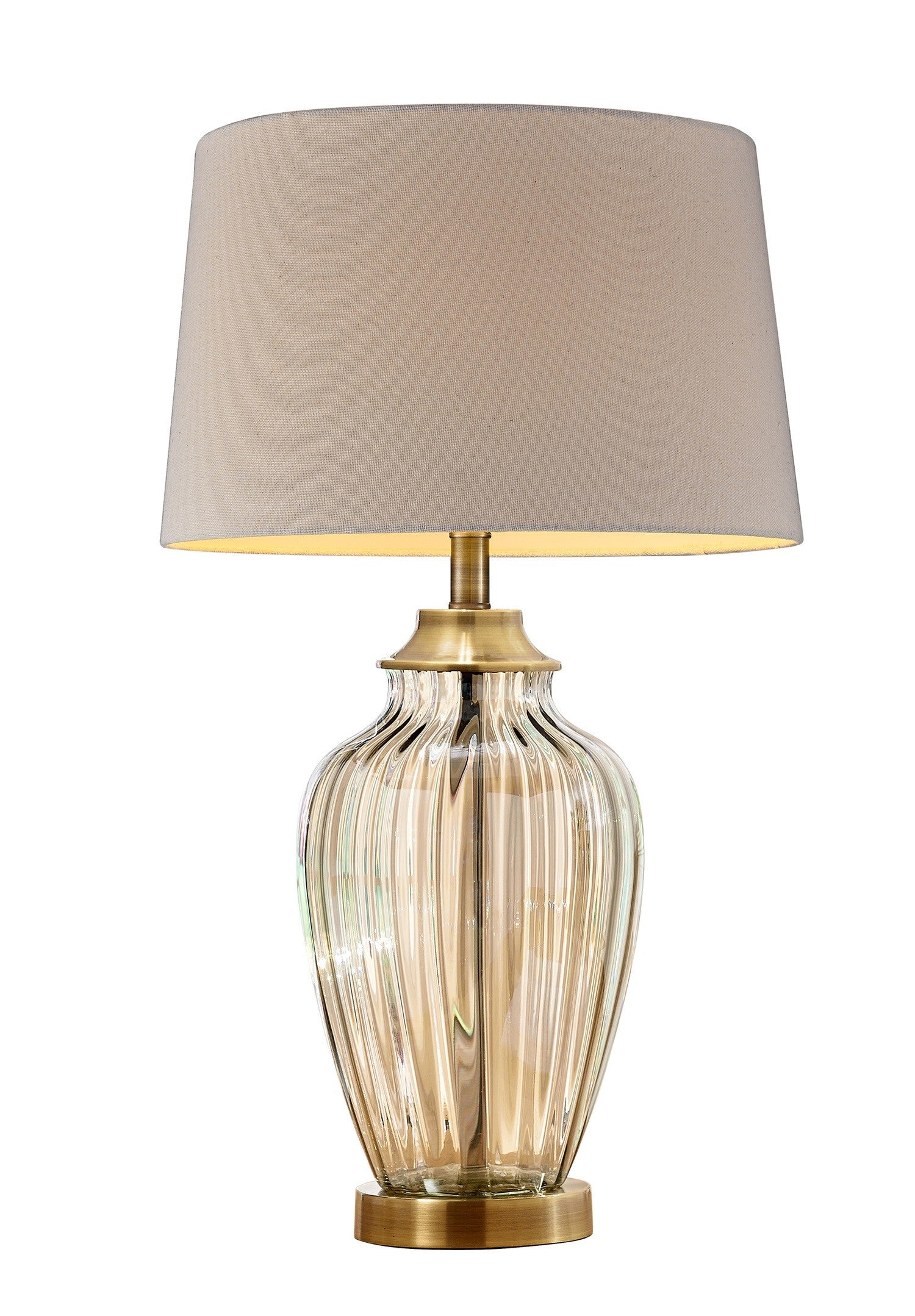 29" Bronze Metal Bedside Table Lamp With Tan Shade