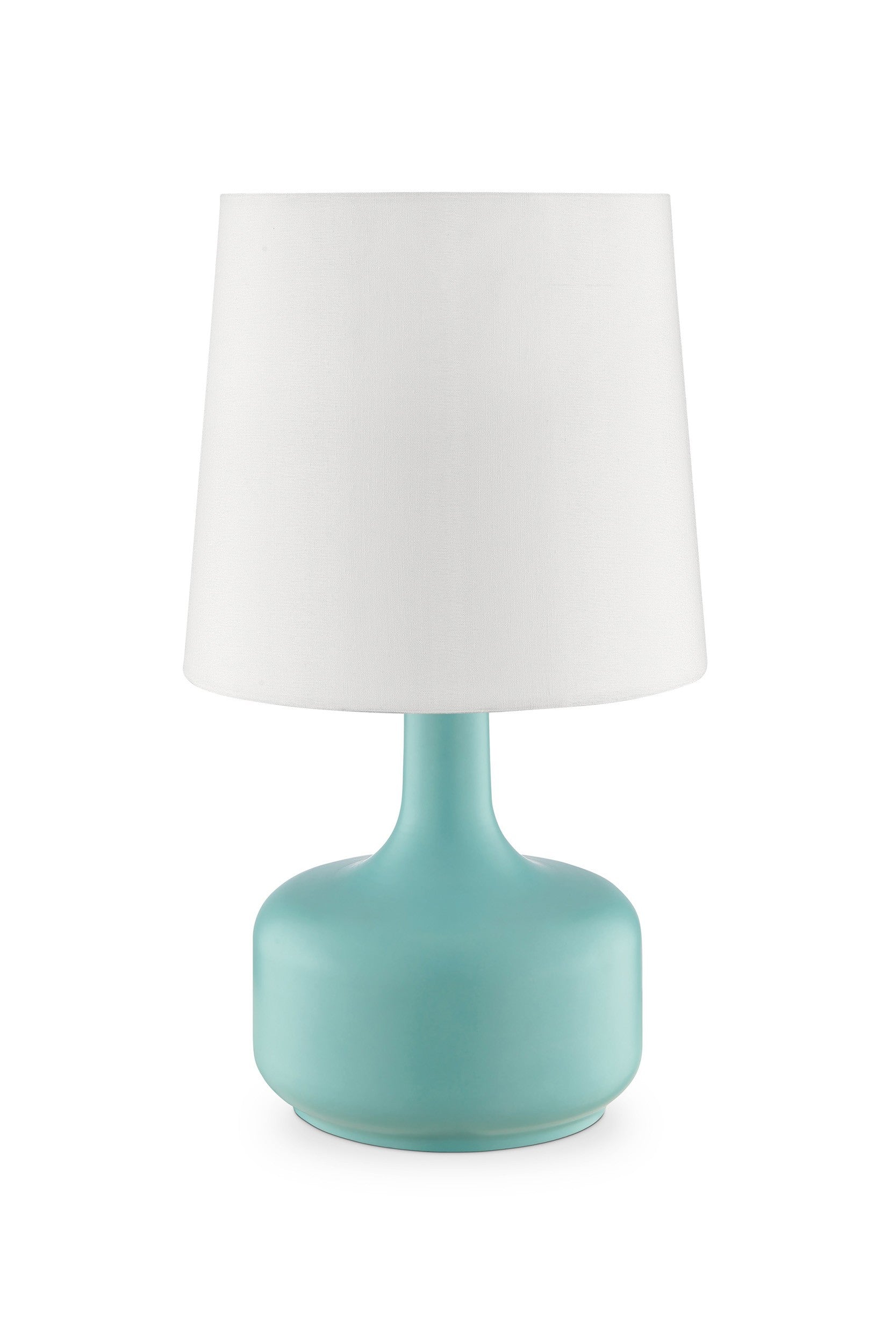 17" Blue Metal Bedside Table Lamp With White Shade