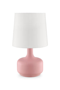 17" Pink Metal Bedside Table Lamp With White Shade