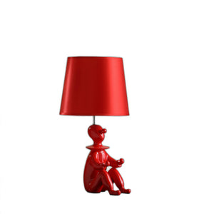 21" Red Bedside Table Lamp With Red Empire Shade