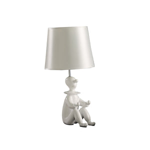 21" White Bedside Table Lamp With Silver Empire Shade