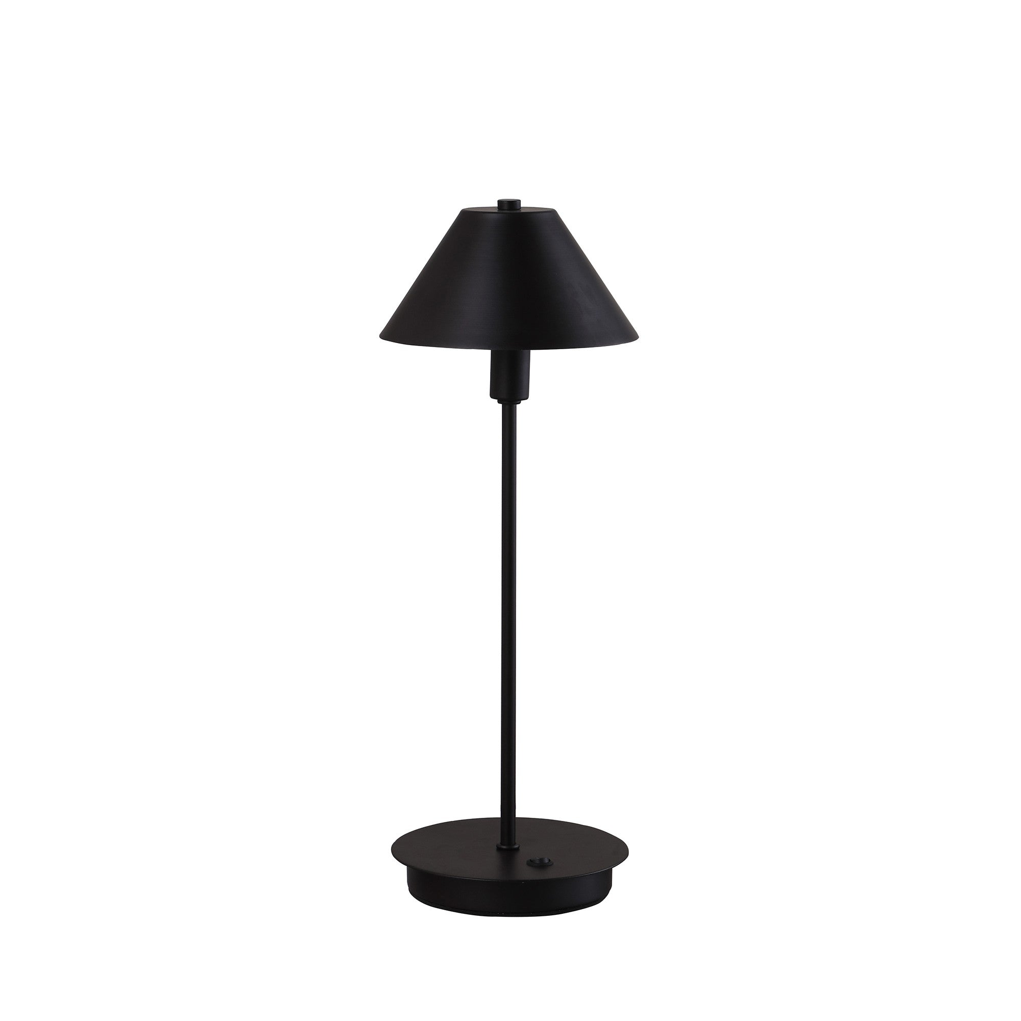 18" Black Metal Bedside Table Lamp With Black Cone Shade