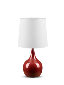 24" Red Metal Bedside Table Lamp With White Shade