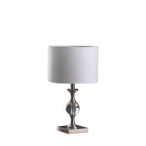 20" Silver Bedside Table Lamp With White Drum Shade