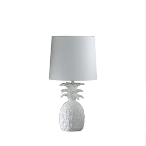 17" White Bedside Table Lamp With White Empire Shade