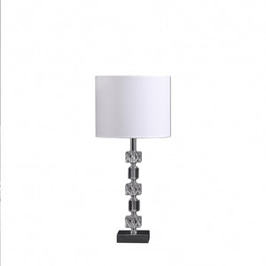 20" Silver Bedside Table Lamp With White Drum Shade