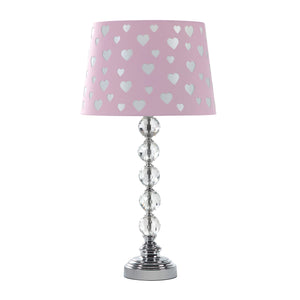 22" Crystal With Pink And White Dot Shade Table Lamp