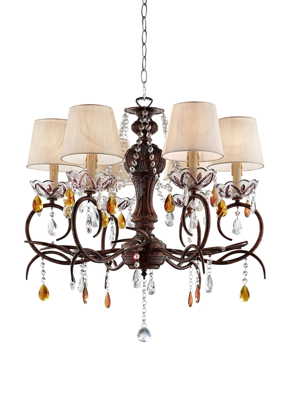 Burnished Bronze Hanging Ceiling Lamp with Clear and Amber Crystals - 99fab 