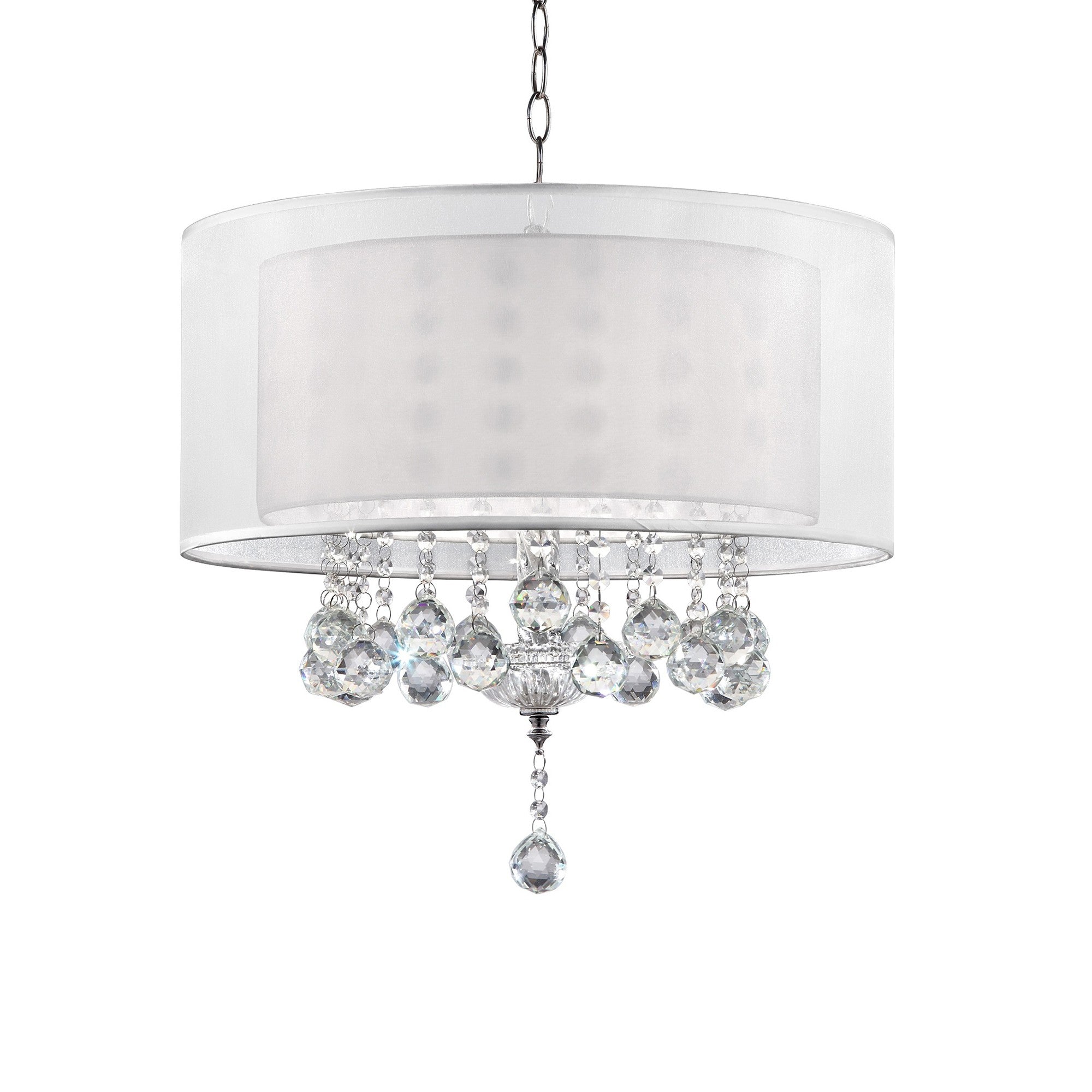 Chic Silver Ceiling Lamp with Crystal Accents and Silver Shade