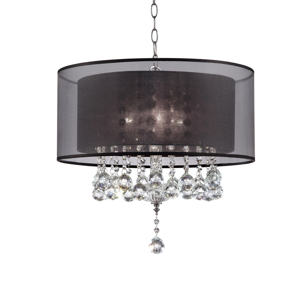 Contempo Silver Ceiling Lamp with Black Shade and Crystal Accents - 99fab 