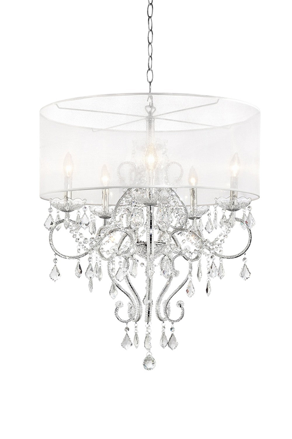 Glam Silver Faux Crystal Hanging Celing Lamp with See Thru Shade - 99fab 