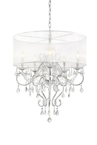 Glam Silver Faux Crystal Hanging Celing Lamp with See Thru Shade