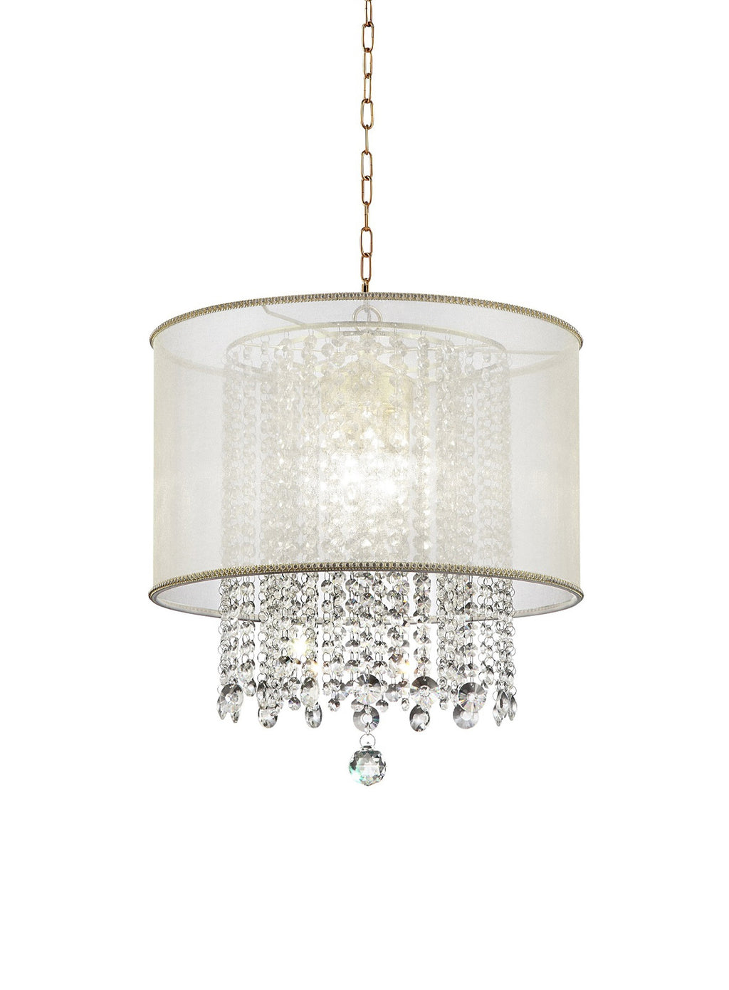 Primo Gold Finish Ceiling Lamp with Crystal Accents and White Shade - 99fab 